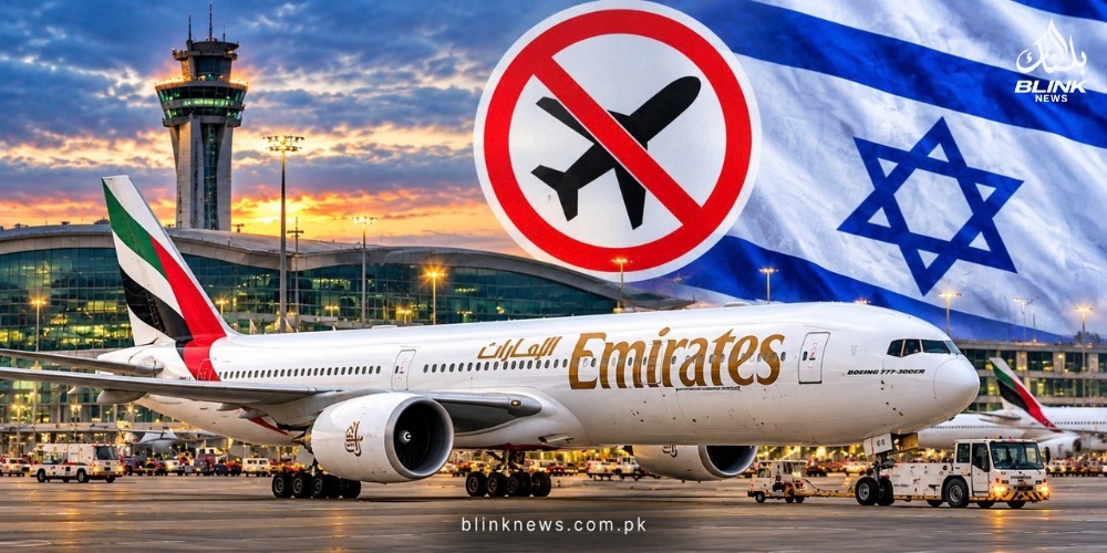 Emirates Airline aircraft amid temporary Israel flight suspension