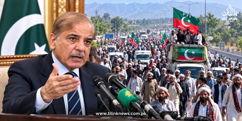 Prime Minister Shehbaz Sharif addresses the long march and offers political talks