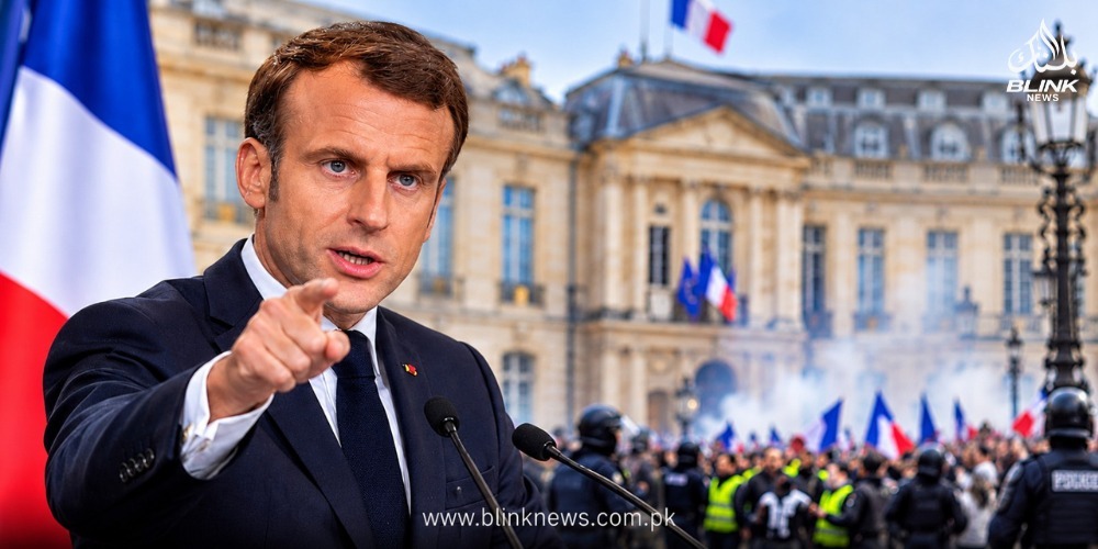 Emmanuel Macron speaking about accountability for looting and property damage in France